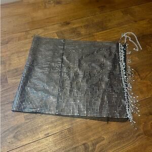 Silver Metal Mesh Chainmail Cloth Metal Piece Fashion Jewelry Design Rhinestones